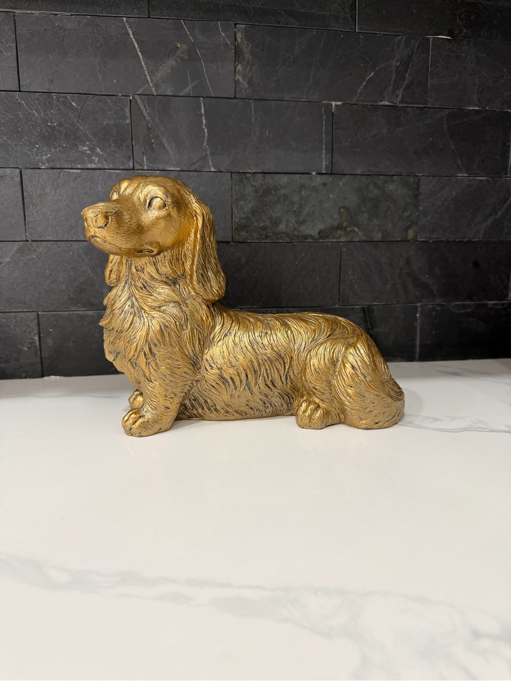 Gold Dachshund Statue Decorative Accent